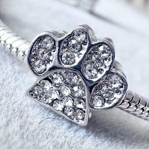 Silver Puppy Paw Print Charm fits PANDORA